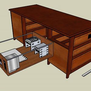 Desk with PC Tray Rear