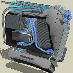 One fan in the whole rig, and it's in the power supply. It's ducted to the motherboard. It would overheat in real life like that.