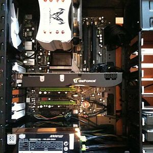 GPU and front panel header cables in place plus ATX.