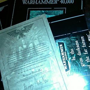 A little snapshot of my collector's edition of Warhammer 40k, it's not the most recent edition but it should give me a good basis to go on.