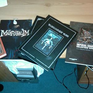 A load of books I bought and had donated to me to help set up the new gaming club's resource library.