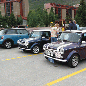 MITM2008 - Classic Minis in foreground with my 2008 Mini Cooper in the background.