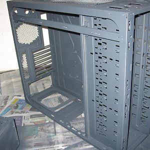 After the primer is sprayed down, it is ready for some black paint