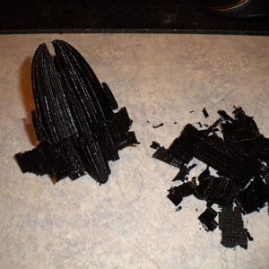 One Gallente shuttle from EVE online, alas the surface finish is poor.  I have a long way to go with the firmware and file processing to achieve a smo