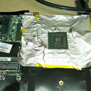 Foil and kapton tape to protect the nearby components.