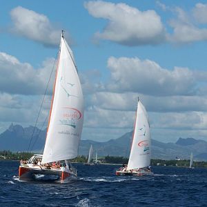 Catamarans following us as we leave the main coast.