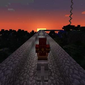 Minecraft bridge to sunset