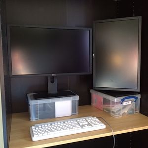 A test fit with displays