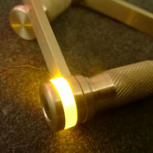 Power and Reset levers, lit close-up