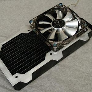 Adapter plate for front radiator and fan.