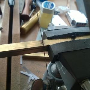 Cutting 10mm square brass bar with piercing saw